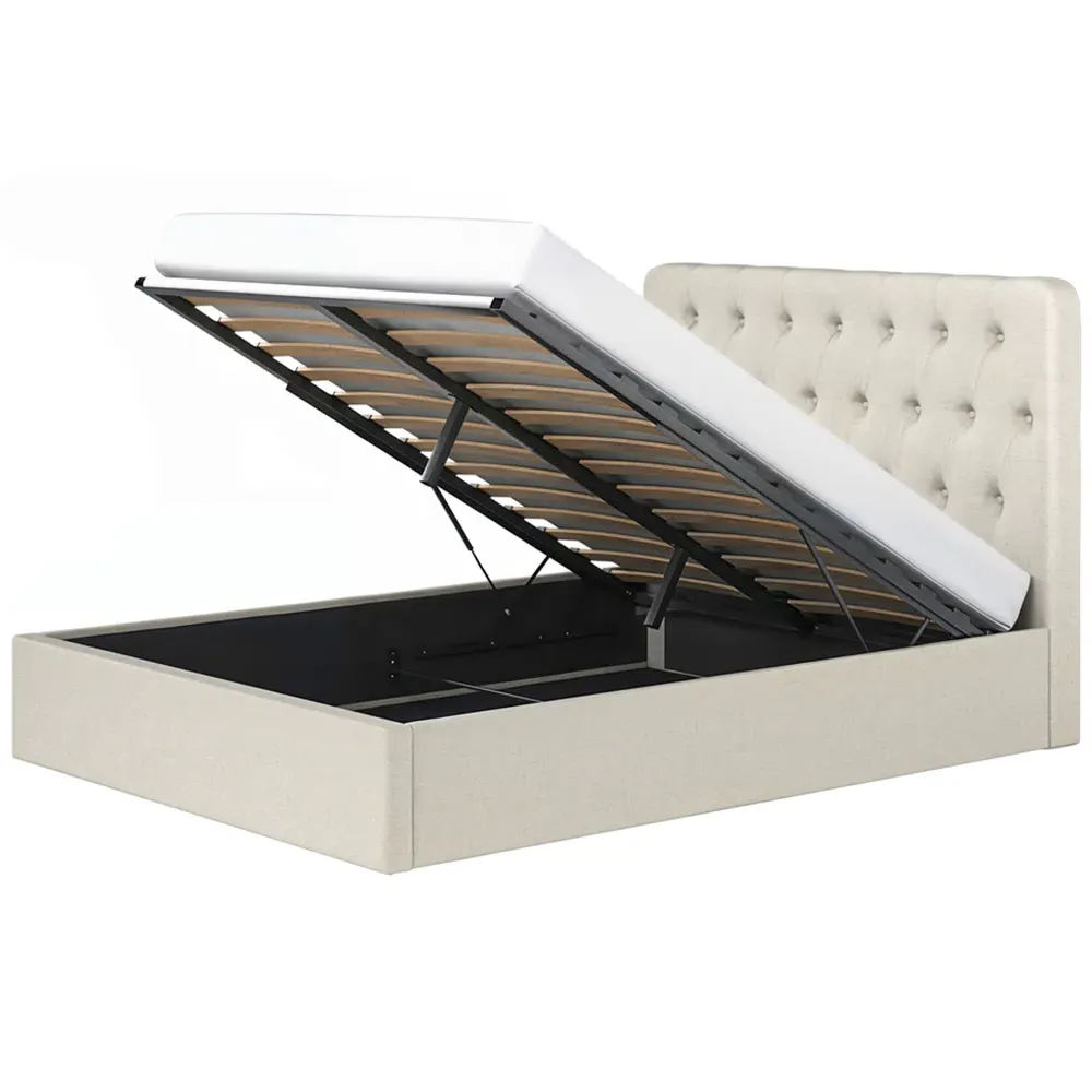 Marley Double Ottoman Bed with Storage - Cream, Fabric