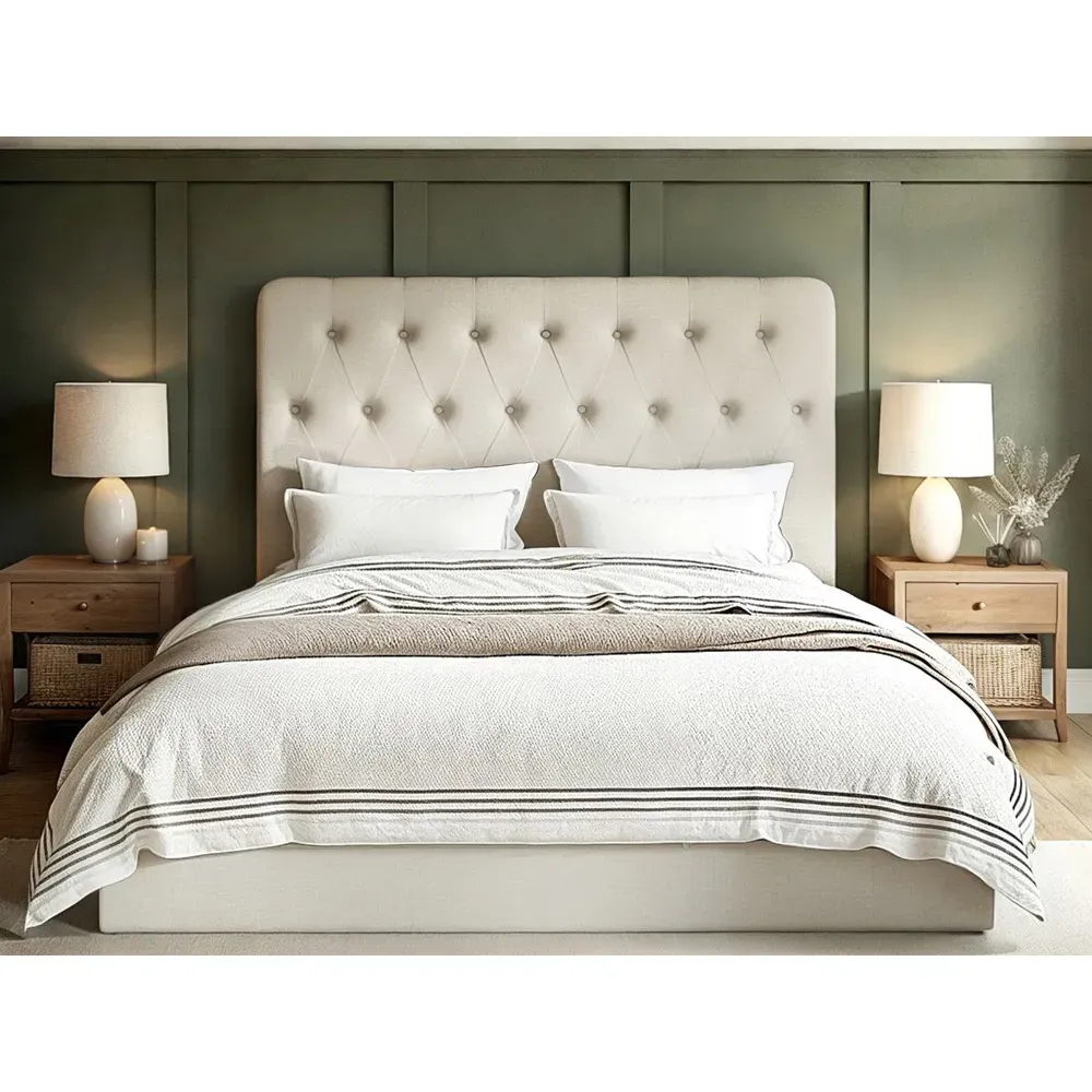 Marley King Size Ottoman Bed with Storage - Cream, Fabric