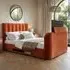 Megane Double Ottoman Bed with TV Bracket - Orange, Velvet