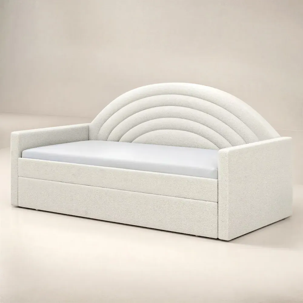 Noa Rainbow Day Bed with Trundle - Cream, Teddy