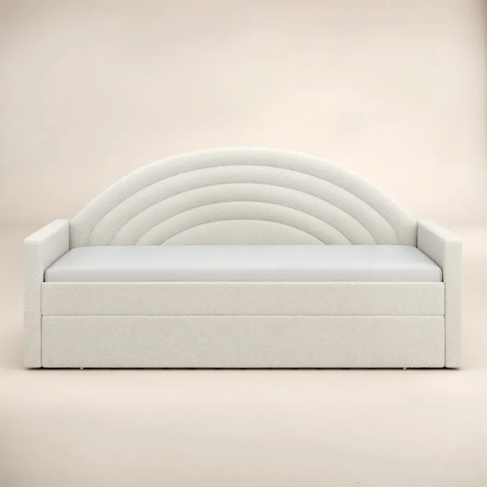 Noa Rainbow Day Bed with Trundle - Cream, Teddy