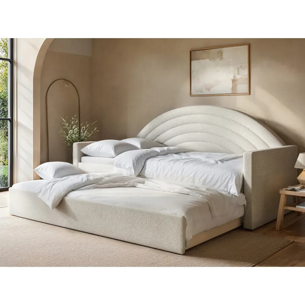 Noa Rainbow Day Bed with Trundle - Cream, Teddy