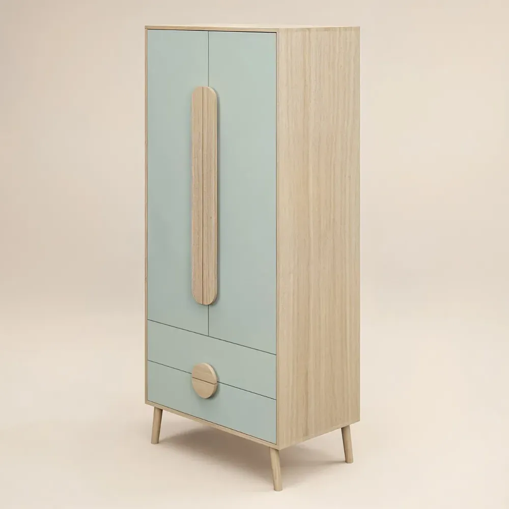 Noah 2 Door 2 Drawer Wardrobe - Green, Oak