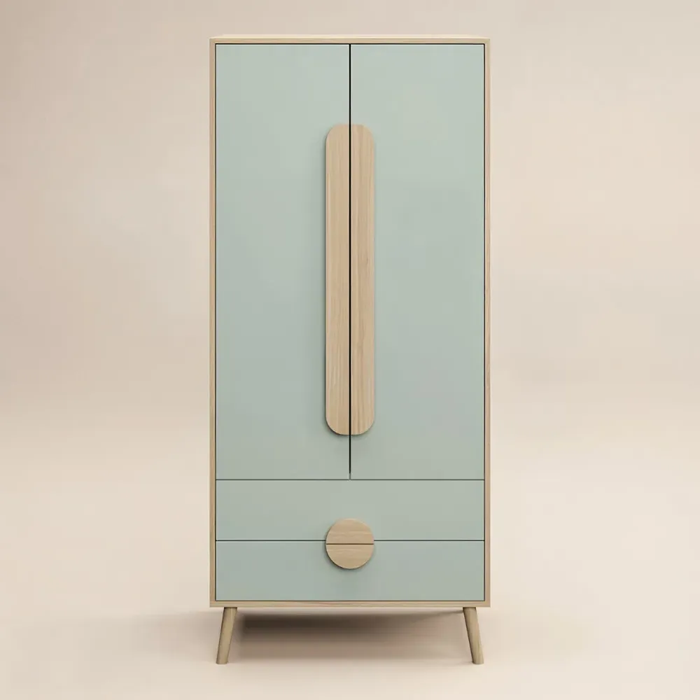 Noah 2 Door 2 Drawer Wardrobe - Green, Oak