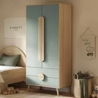 Noah 2 Door 2 Drawer Wardrobe - Green, Oak