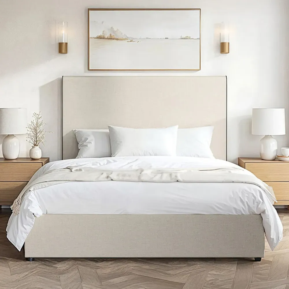 Penelope Double Ottoman Bed with Storage - Cream