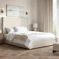 Penelope King Size Ottoman Bed with Storage - Cream