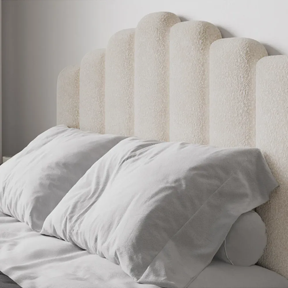 Poseidon King Size Ottoman Bed with Storage - Cream, Boucle