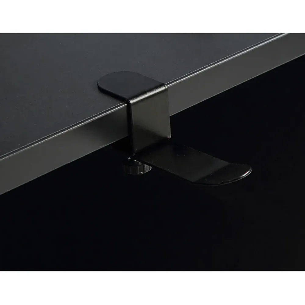 Power W L-Shaped Gaming Desk with LED Lighting - Black