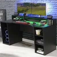 Power X Gaming Desk with LED Lighting - Black