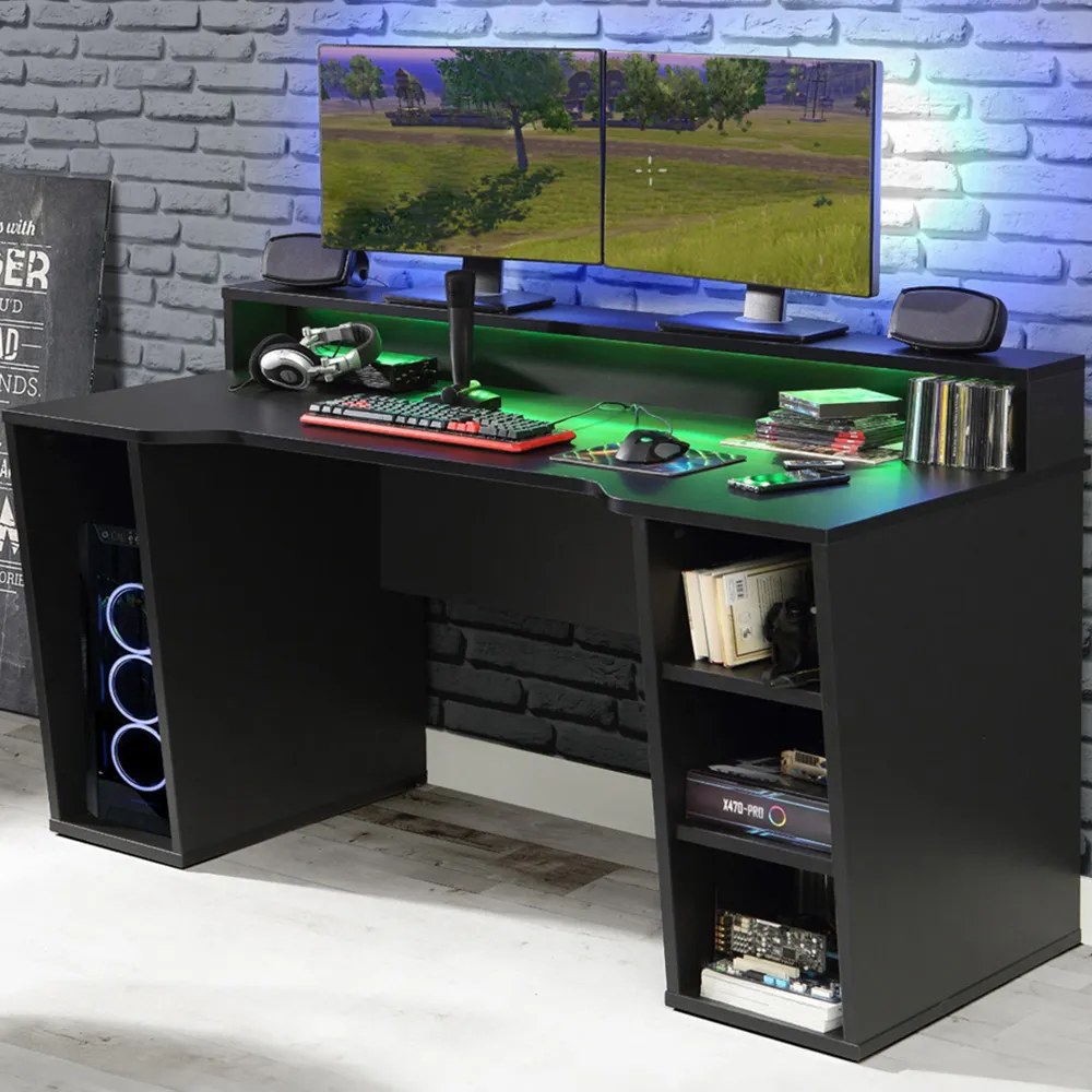 Power X Gaming Desk with LED Lighting - Black image