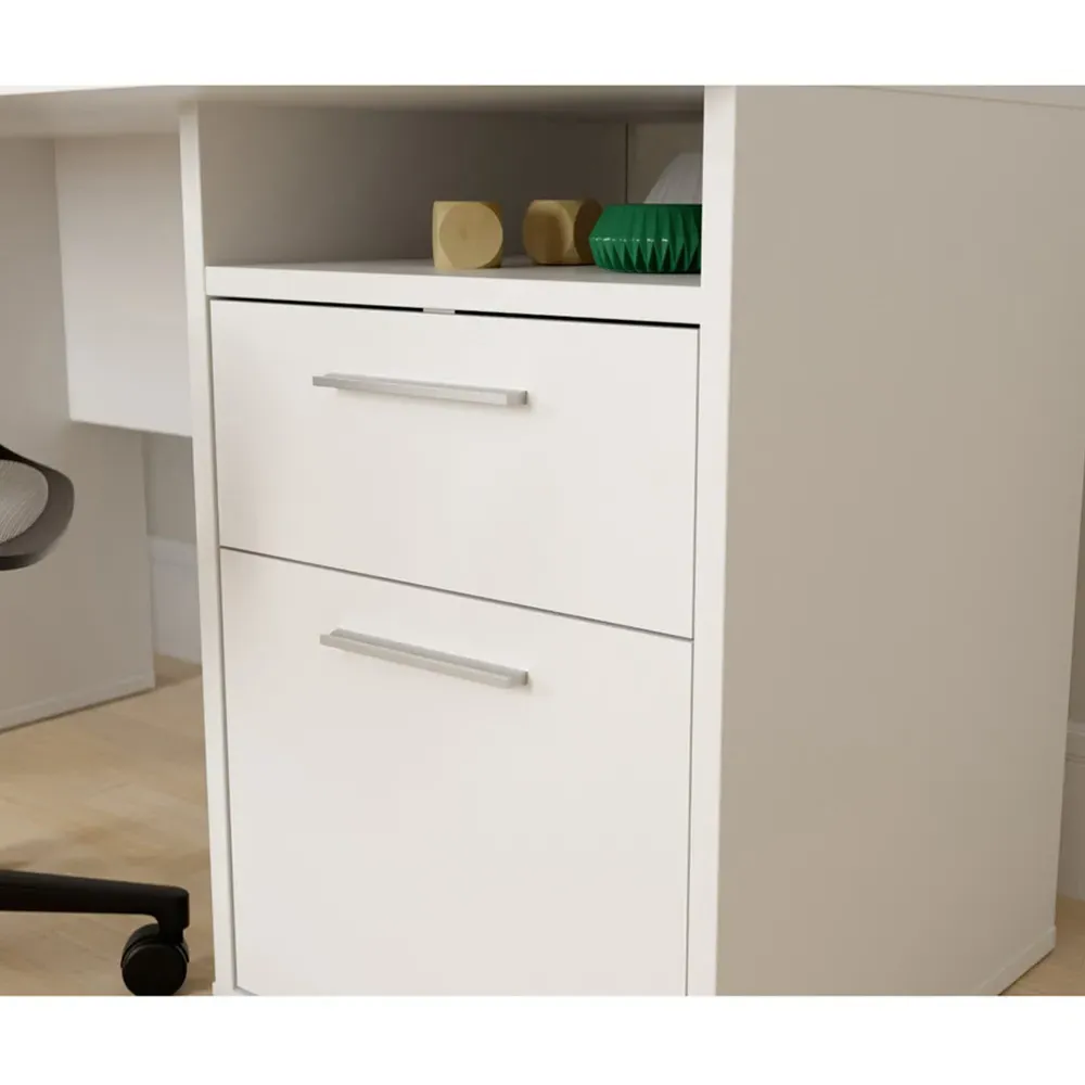 Power Z Gaming Desk with LED Lighting - White