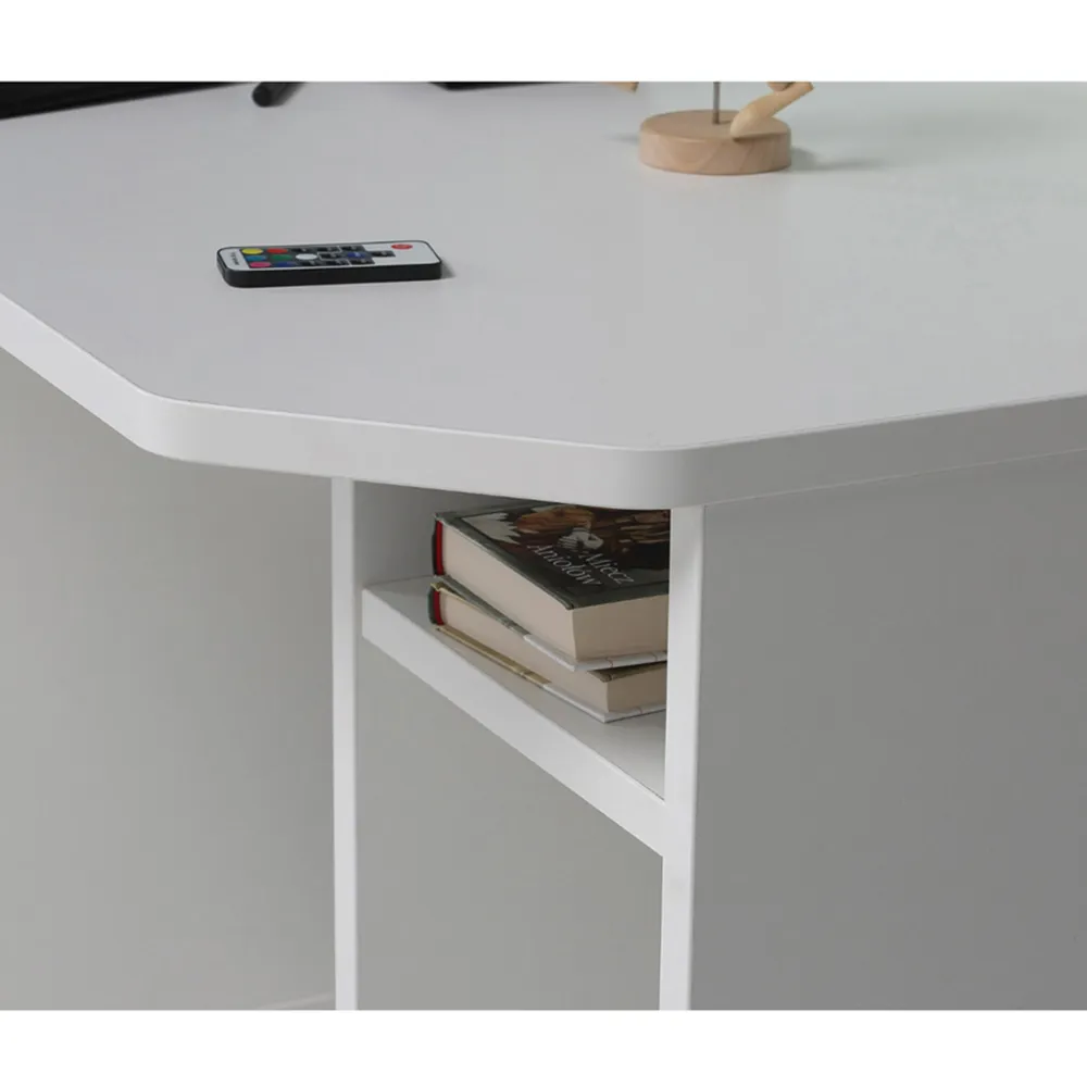 Power Z Gaming Desk with LED Lighting - White