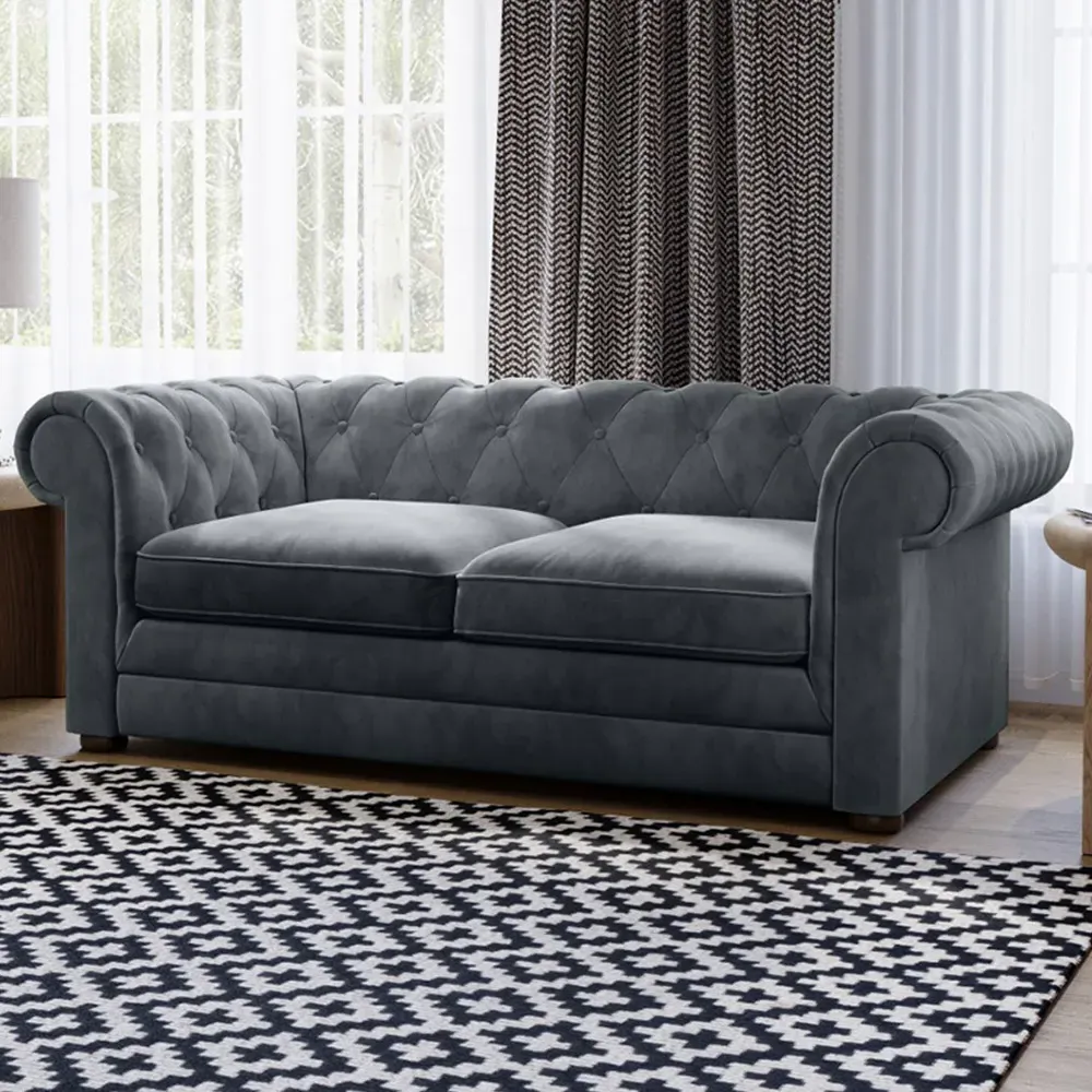 Ralph 2-Seater Chesterfield Sofa Bed - Grey, Velvet image