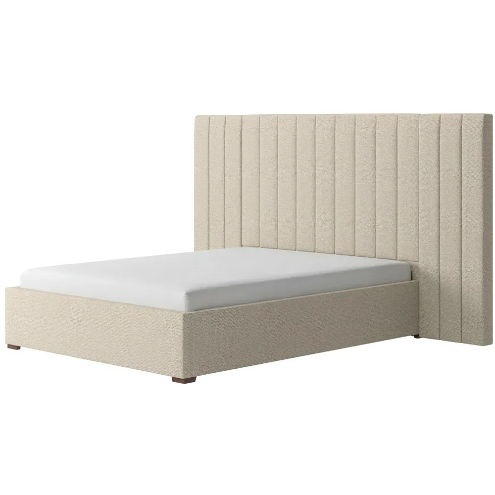 Rosita King Size Bed with Panelled Headboard - Cream