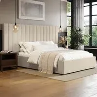 Rosita King Size Bed with Panelled Headboard - Cream