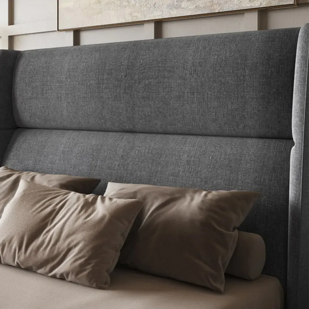 Rumba Double Ottoman Bed with Storage - Grey, Fabric