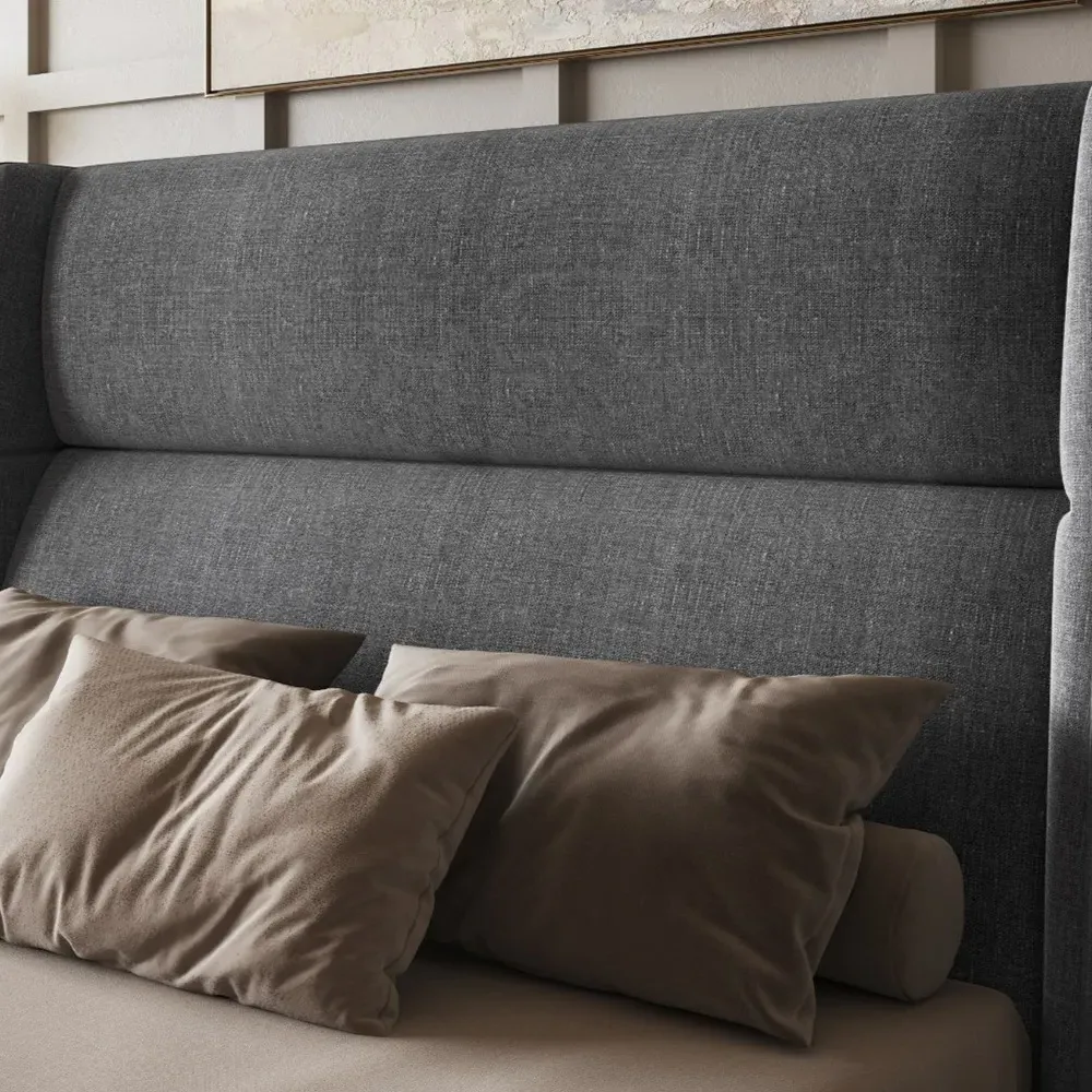 Rumba King Size Ottoman Bed with Storage - Grey, Fabric