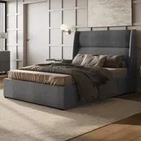 Rumba King Size Ottoman Bed with Storage - Grey, Fabric