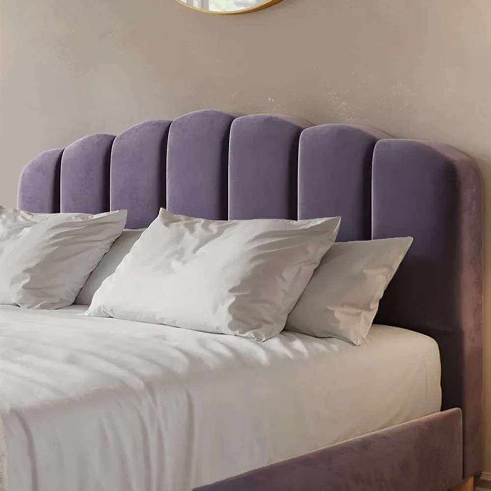 Scallop Double Bed Frame - Purple, Velvet