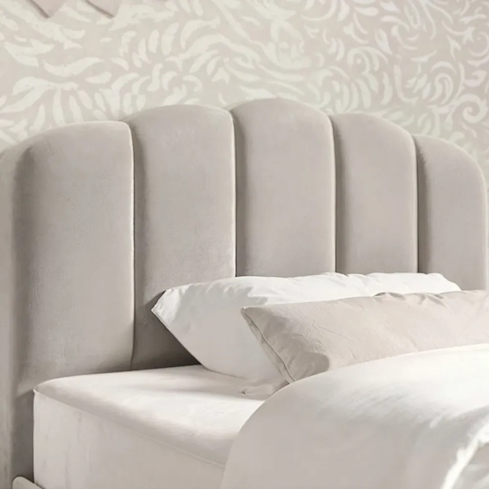 Scallop Single Bed Frame - Cream, Velvet
