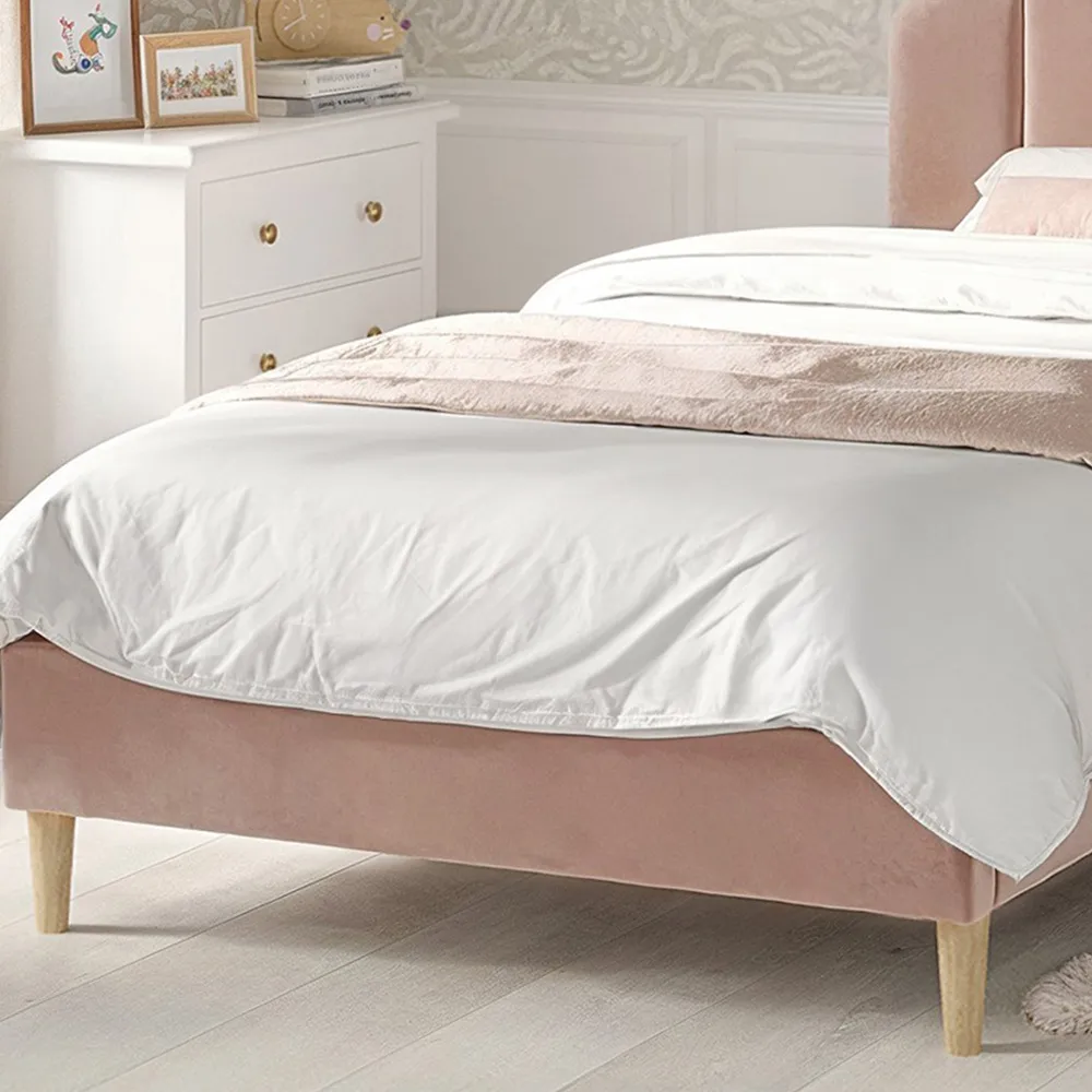 Scallop Single Bed Frame - Pink, Velvet