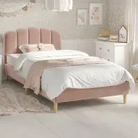 Scallop Single Bed Frame - Pink, Velvet