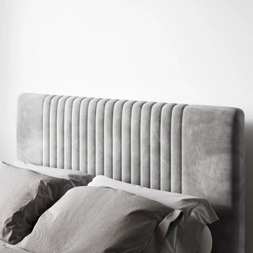 Sonar Double Ottoman Bed with Storage - Silver, Velvet