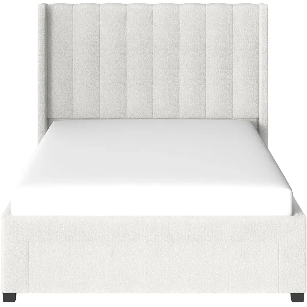 Tiggy Double Storage Bed with Winged Headboard - Cream, Boucle
