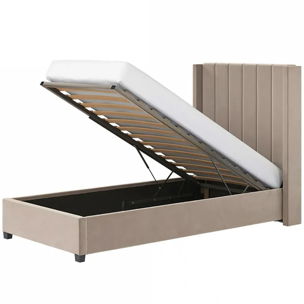 Tiggy Single Ottoman Bed - Cream, Velvet