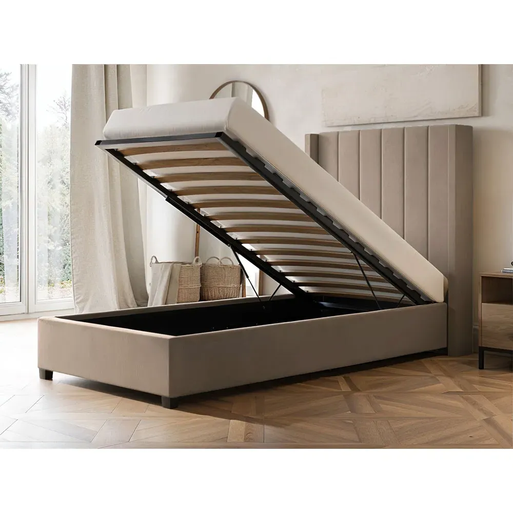 Tiggy Single Ottoman Bed - Cream, Velvet