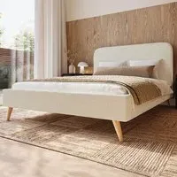 Twilight Double Bed Frame - Cream, Boucle Fabric