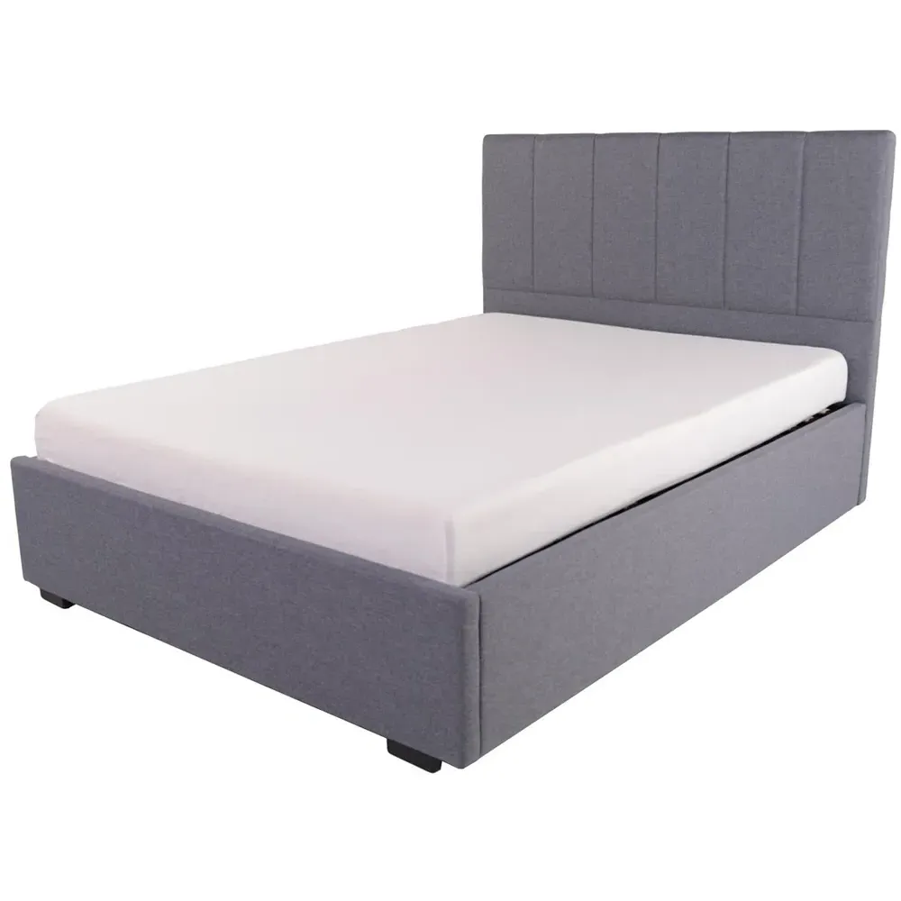 Waltz King Size Ottoman Bed with Storage - Grey, Fabric
