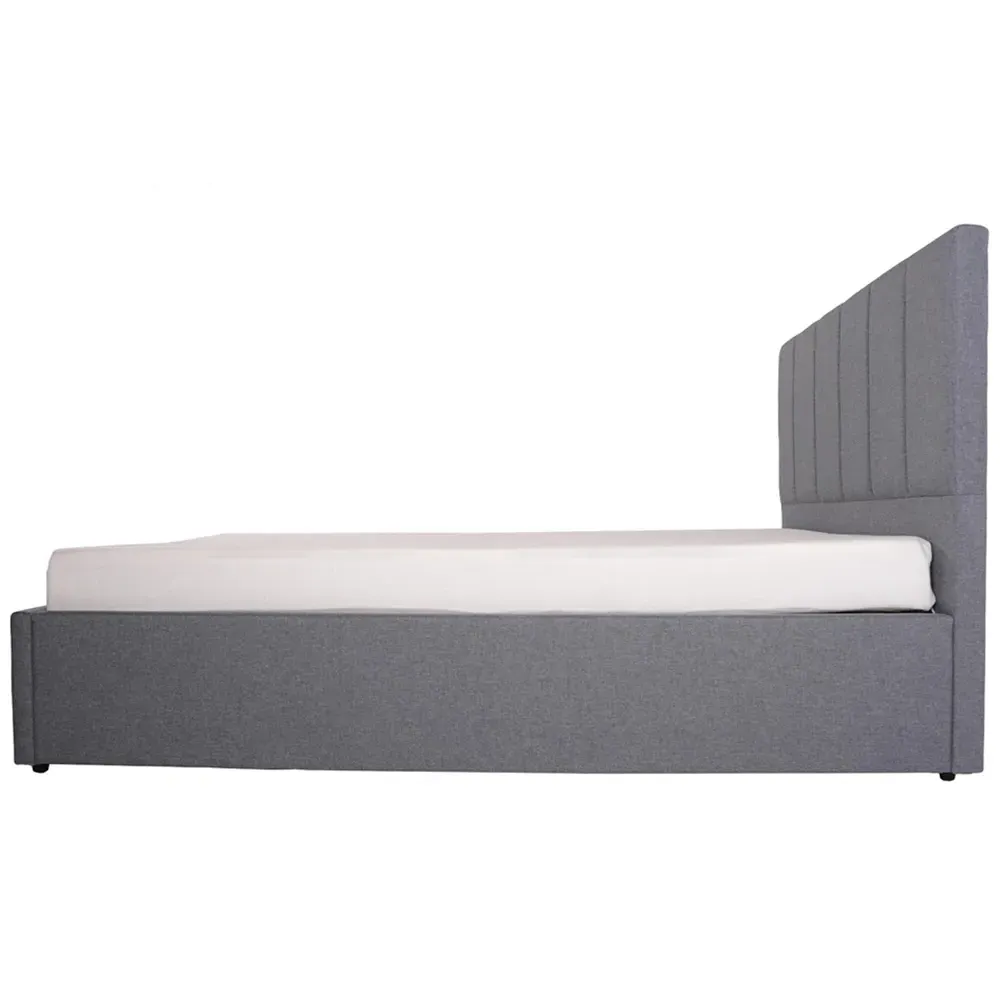 Waltz King Size Ottoman Bed with Storage - Grey, Fabric