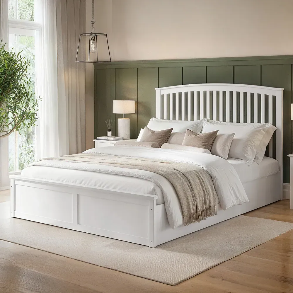 Wharfedale King Size Ottoman Bed with Storage - White
