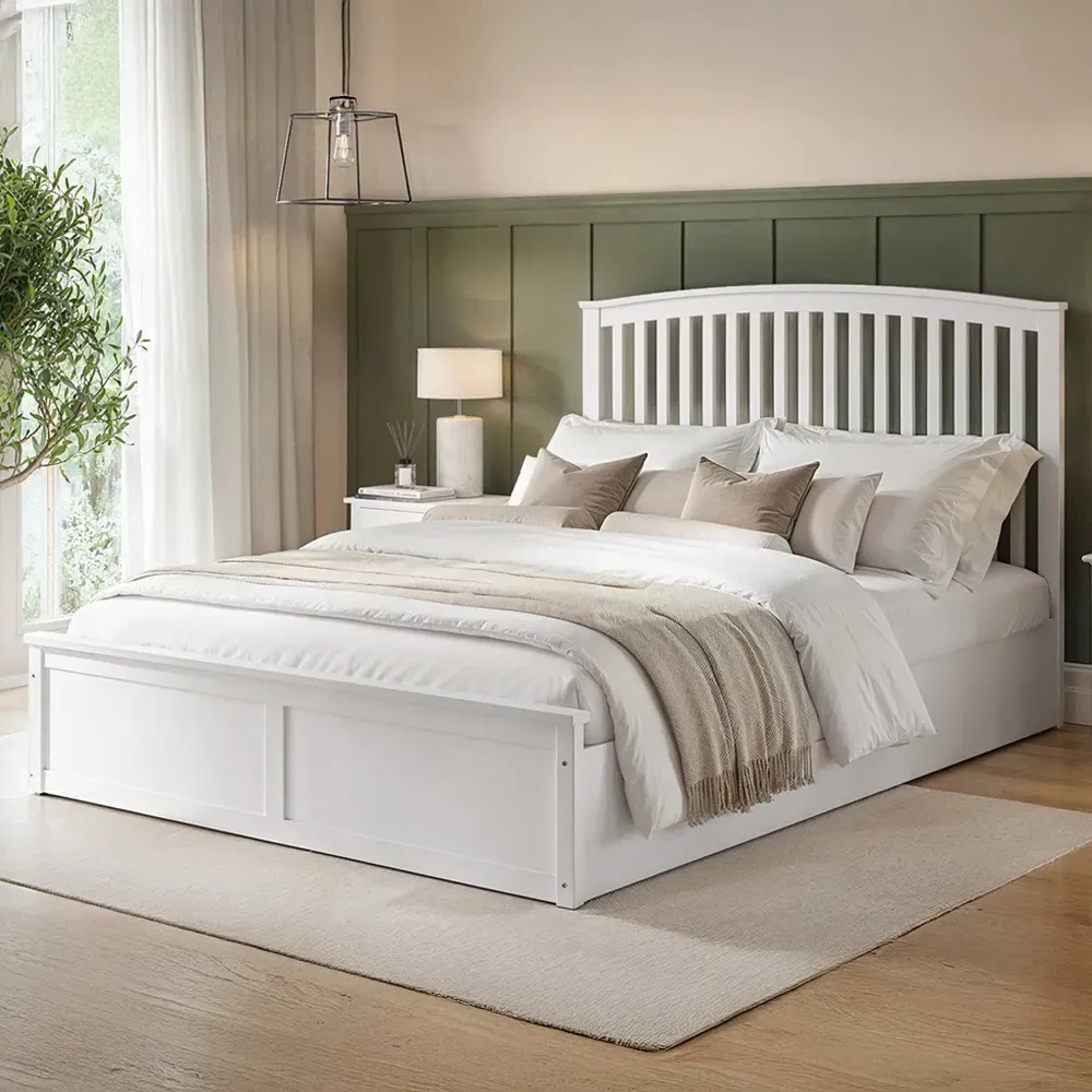 Wharfedale King Size Ottoman Bed with Storage - White image