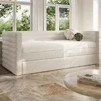 Yuma Single Guest Bed with Trundle - Cream, Boucle