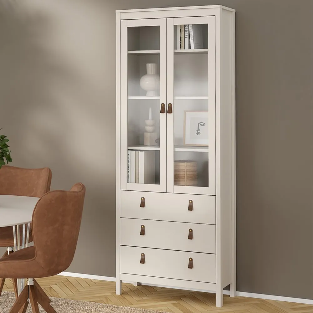 Barcelona 2 Door 3 Drawer Glass China Cabinet - Cashmere