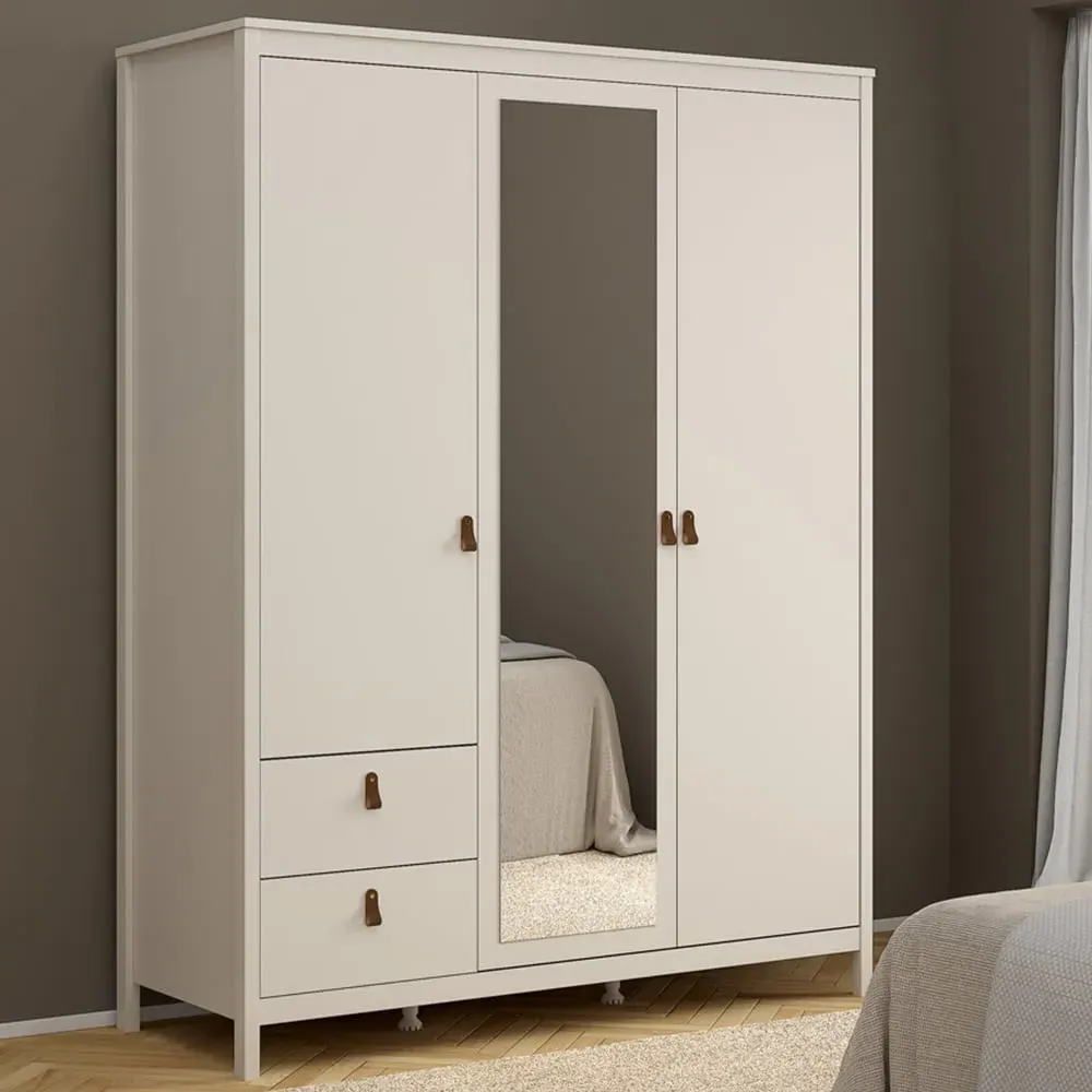 Barcelona 3 Door 2 Drawer Wardrobe with Mirror - Cashmere