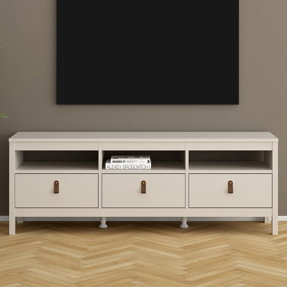 Barcelona 3 Drawer 3 Shelf TV Unit - Cashmere