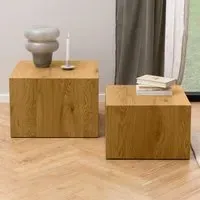 Dice Square Coffee Table Set of 2 - Brown