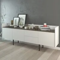 Florence 3 Door 2 Drawer Sideboard - White, Walnut