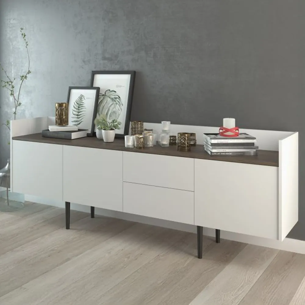 Florence 3 Door 2 Drawer Sideboard - White, Walnut image