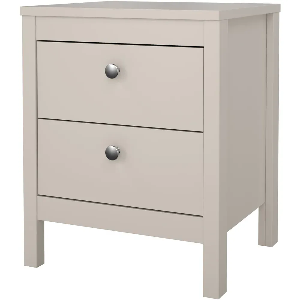 Madrid 2 Drawer Bedside Table - Cashmere