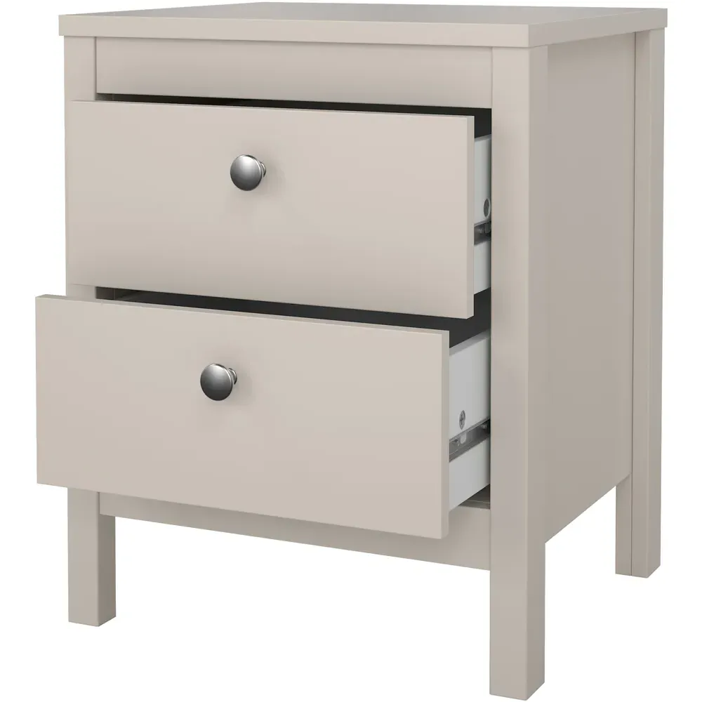 Madrid 2 Drawer Bedside Table - Cashmere