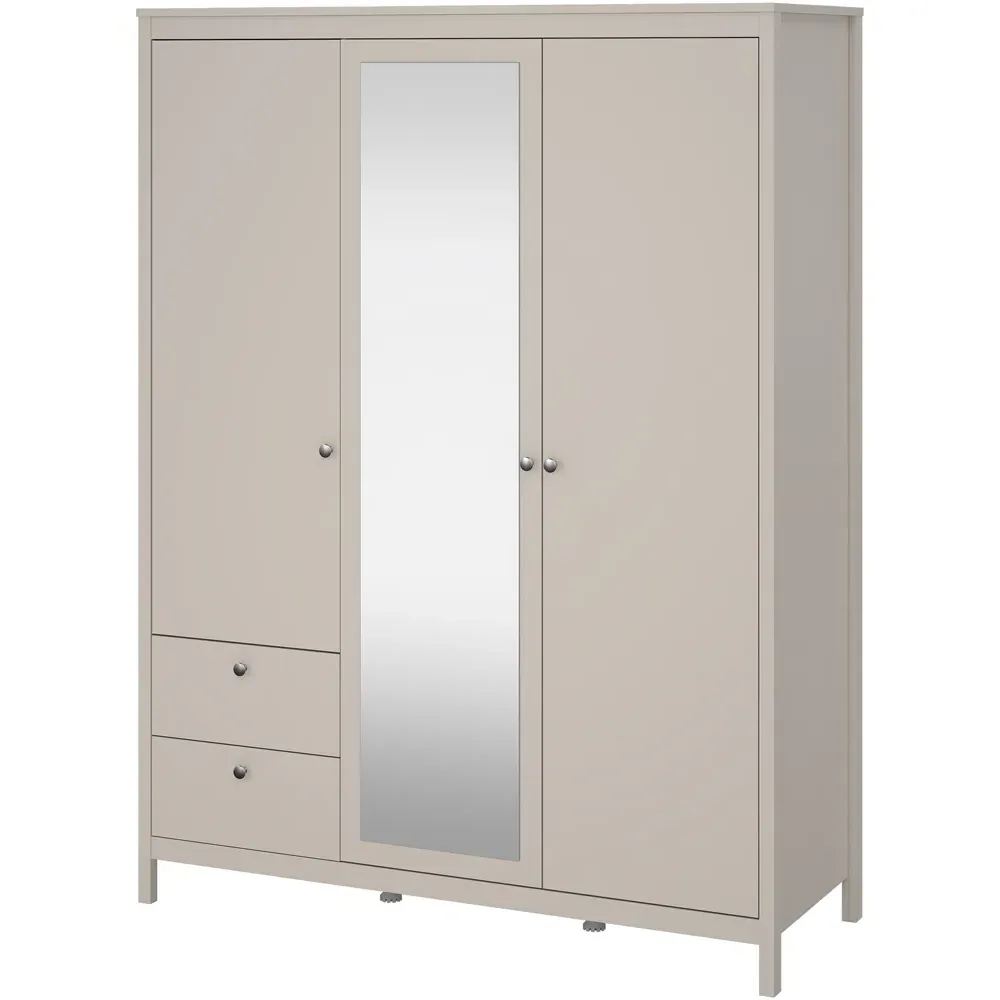 Madrid 3 Door 2 Drawer Wardrobe with Mirror - Cashmere