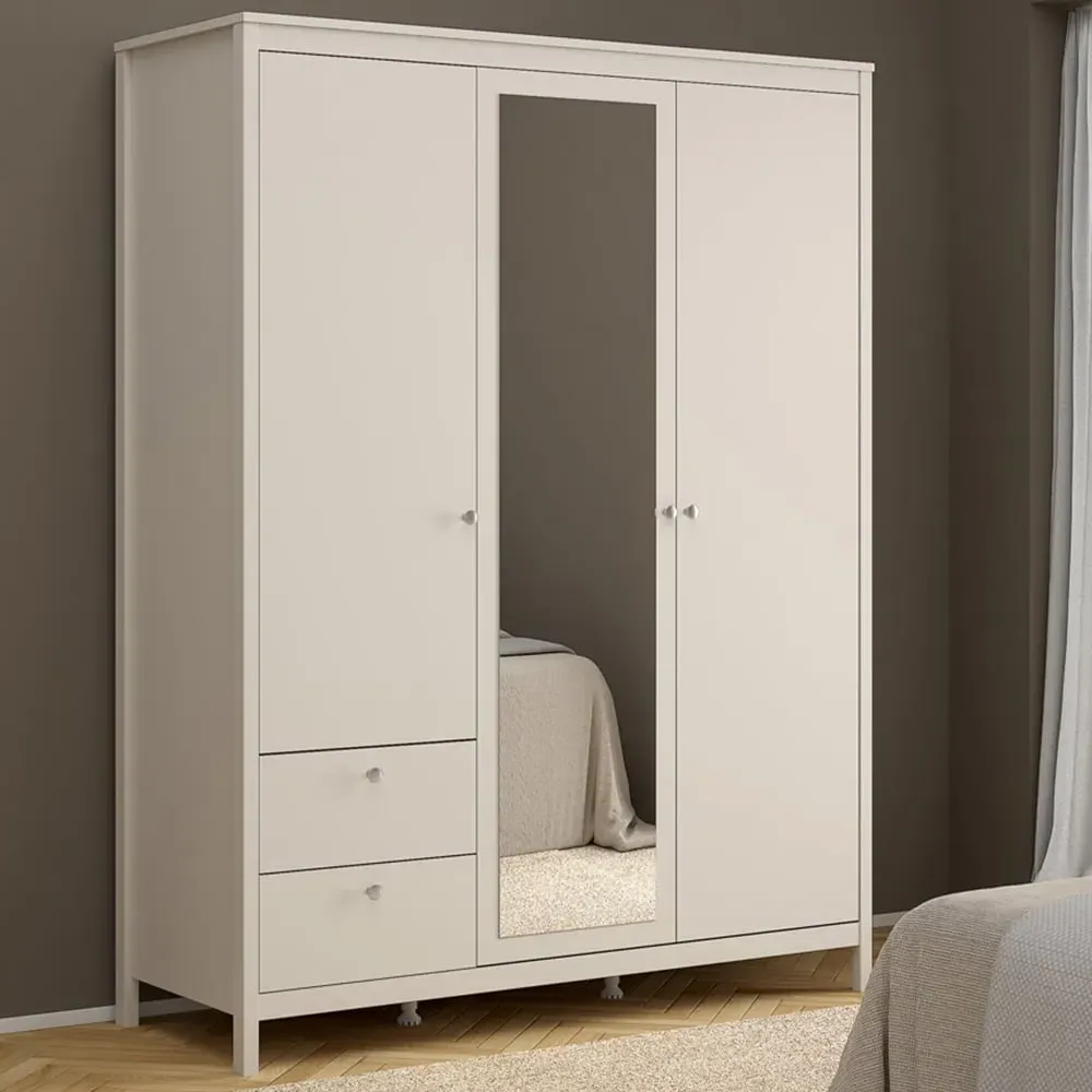 Madrid 3 Door 2 Drawer Wardrobe with Mirror - Cashmere