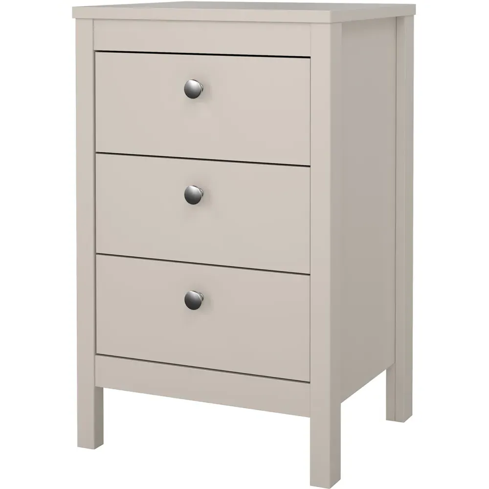 Madrid 3 Drawer Bedside Table - Cashmere