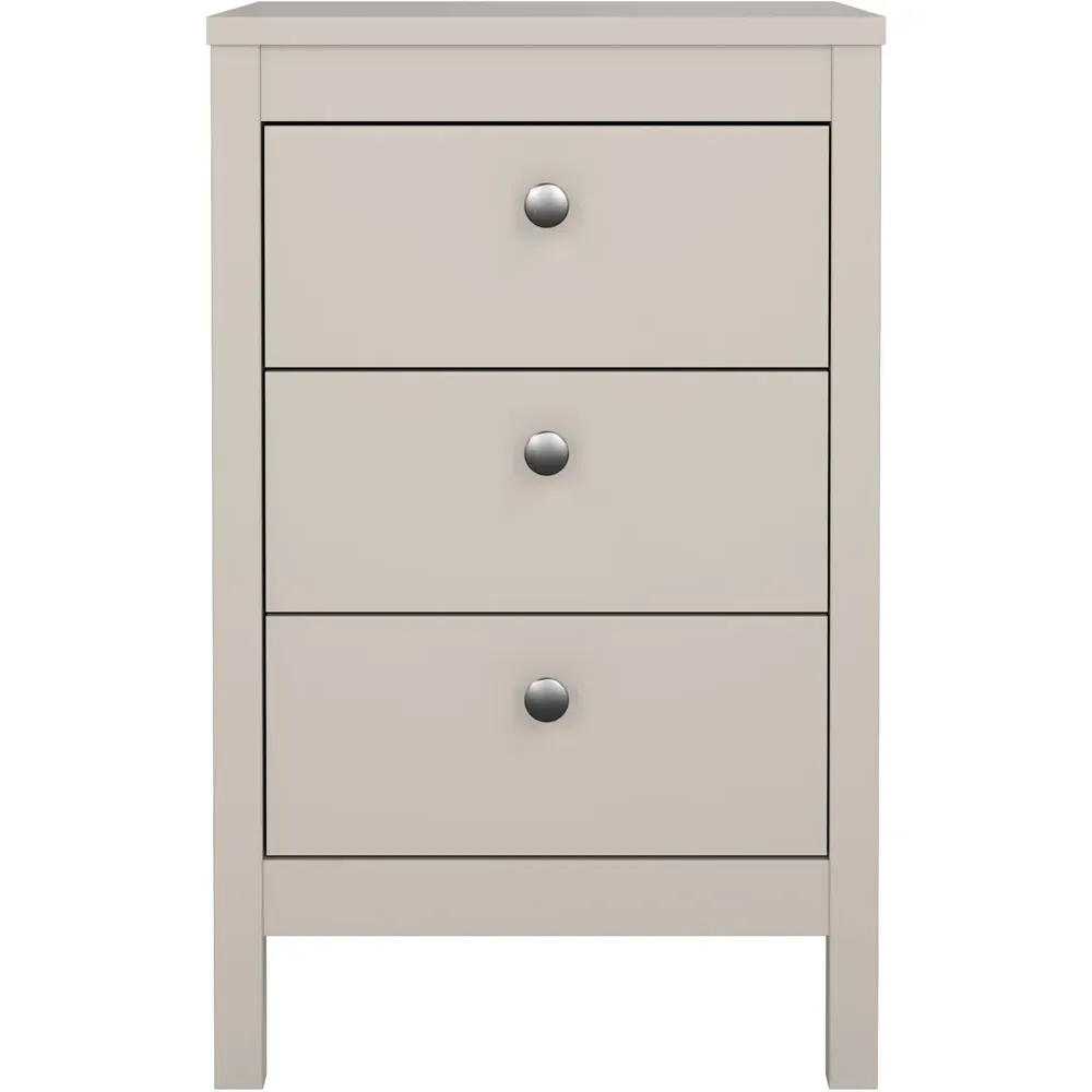 Madrid 3 Drawer Bedside Table - Cashmere