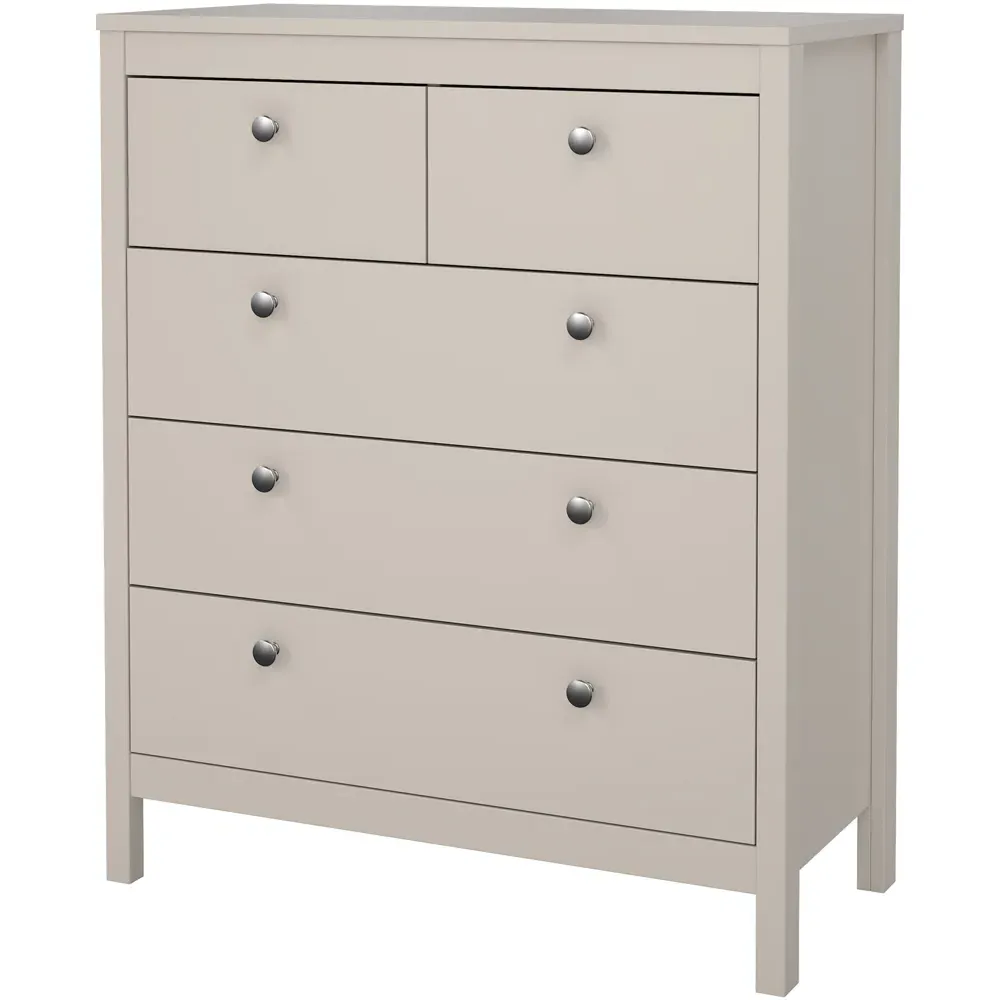 Madrid 5 Drawer Chest of Drawers - Cashmere